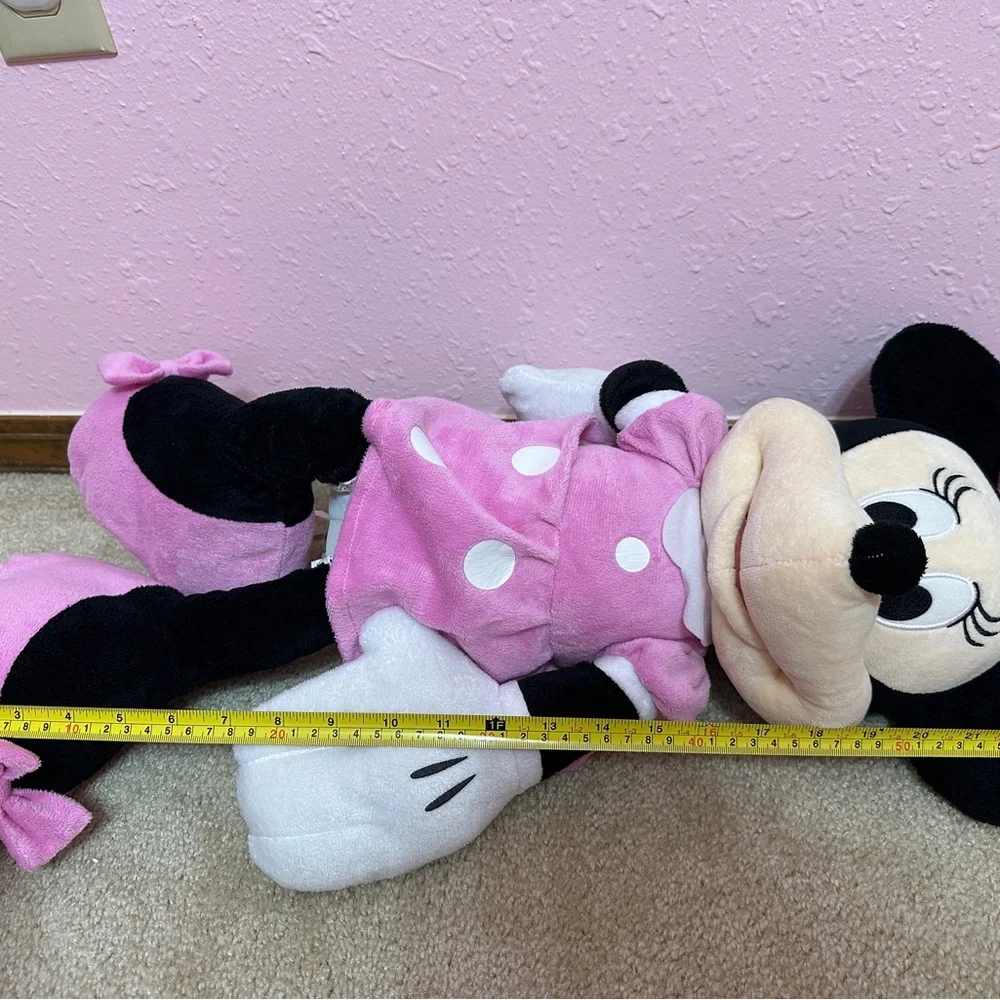 Large 24” Disney Minnie Mouse Plush Stuffed Toy Pink Polka Dot